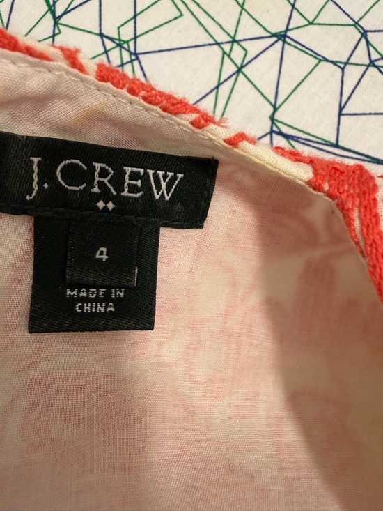 J. Crew Factory White Dress with Coral/Orange Floral Print Embroidered - Picture 4 of 4